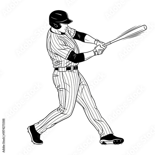 Baseball player swinging bat during game, action shot, athlete in uniform