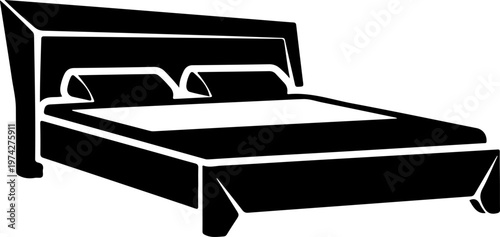 Modern bed black silhouette vector illustration