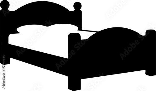 Modern bed black silhouette vector illustration