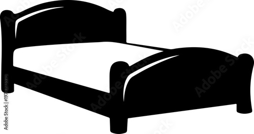 Modern bed black silhouette vector illustration