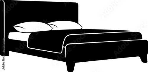 Modern bed black silhouette vector illustration