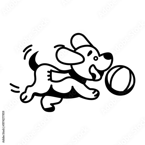 A glyph style icon depicting playing dog 
