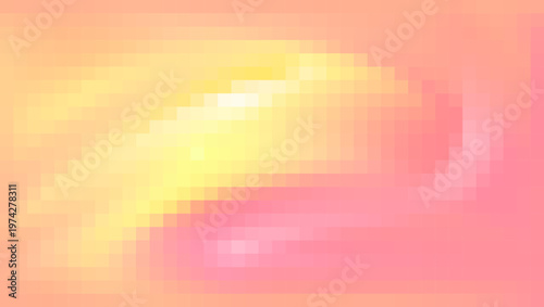 Pixel gradient background with vibrant yellow and pink squares in abstract mosaic texture. Retro 8 bit geometric pattern for spring or summer design, y2k aesthetic project and modern digital wallpaper