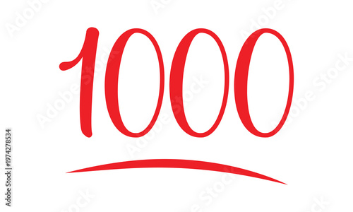 1000 - hundred number vector icon. symbol isolated on white background .Vector Illustration . EPS 10 .