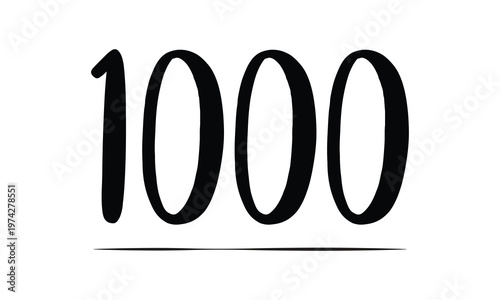 1000 - hundred number vector icon. symbol isolated on white background .Vector Illustration . EPS 10 .