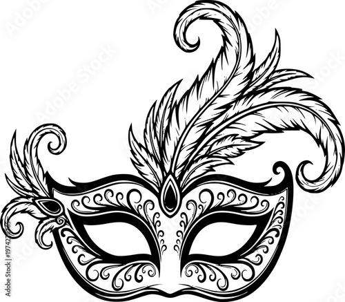 Masquerade Mask Silhouette Mystery Party Carnival Nightlife Black Vector