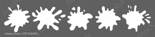 Water or milk puddle splash frame with organic blob shapes and fluid edge vector illustration set. Ideal for milk or paint spill designs with abstract wavy borders and stains.