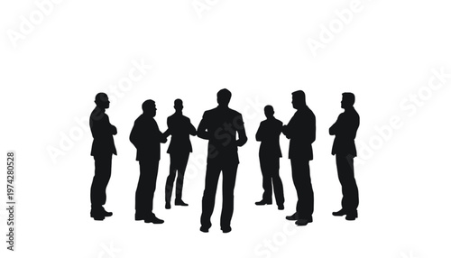 Business team stands in a circle, actively collaborating and discussing strategic ideas together.