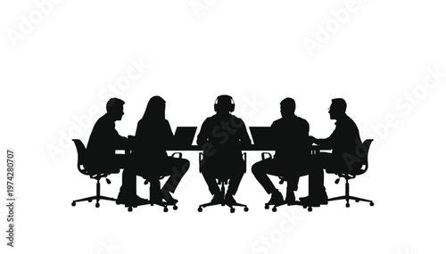Business colleagues sit around a conference table, actively collaborating and working together on their.