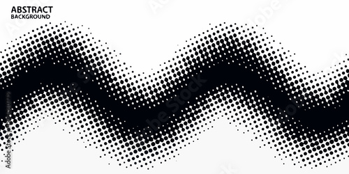 Wavy halftone pattern with a dark central band abstract design silhouette