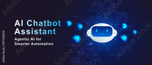 AI Chatbot Robot Assistant Technology Blue Background