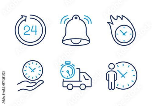 Time Services and Urgency thin line icon set. Minimal web icons