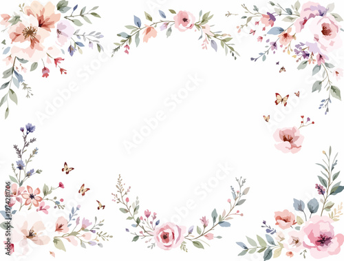 Elegant garden flowers arranged into a refined frame creating a peaceful and visually balanced composition.