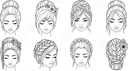 Hairstyle and Braided Hair Collection for Beauty Salon Advertisement and Professional Product Mockup