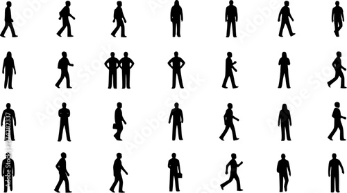 Pedestrian Silhouettes and People Walking Collection for Urban City Map Advertisement and Product Mockup