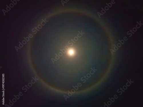 The lunar halo phenomenon, also known as the 22-degree halo