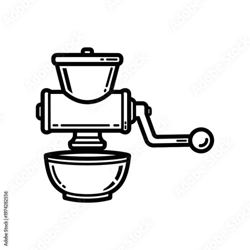 Vintage Meat Grinder with Bowl, Manual Kitchen Tool for Food Preparation