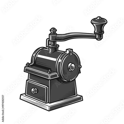 Vintage Manual Pencil Sharpener with Crank Handle and Drawer