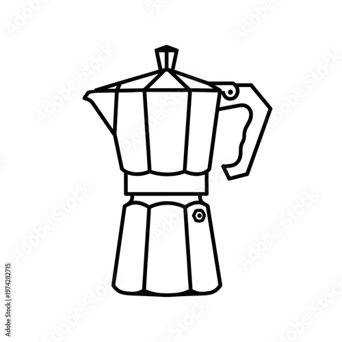 Moka Pot Icon - Classic Italian Stovetop Espresso Maker Line Art