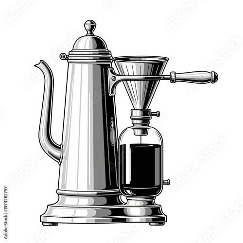 Vintage Coffee Maker: Retro Pour Over Drip Brewer with Carafe and Kettle