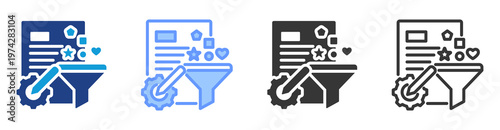 Content Curation icon set multiple style collection