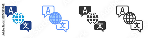 Language Model icon set multiple style collection