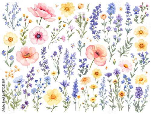 A soft floral embrace filled with gentle blooms and airy serenity