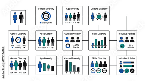 Diversity and inclusion diagram with various categories