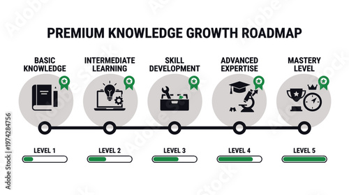 Premium knowledge growth roadmap with five levels