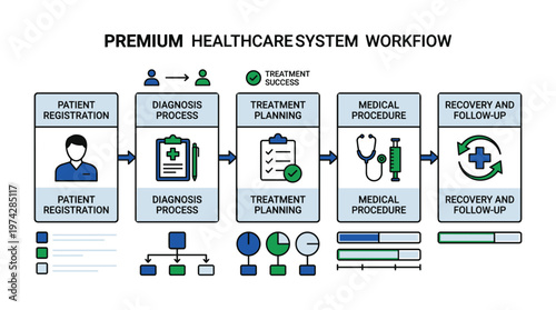 Premium healthcare system workflow process diagram
