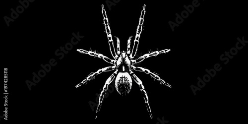 Striking white spider form against a black background a dramatic silhouette