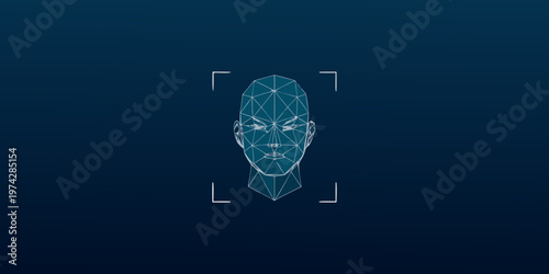 Geometric face scan with a polygonal wireframe design a striking silhouette