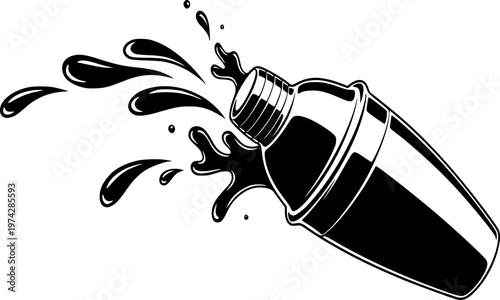 Cocktail Shaker Silhouette Mixology Bar Nightlife Party Drink Black Vector