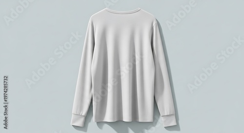 Clean white long-sleeve t-shirt mockup showcasing the back view, a versatile and essential garment for casual fashion, ideal for design presentation or branding
