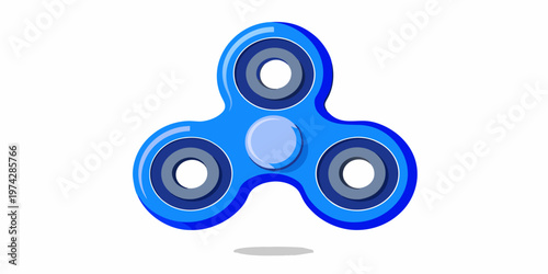 Blue fidget spinner on white background with copy space, minimal hobby concept with clean design layout and modern mockup style for banners. 3D