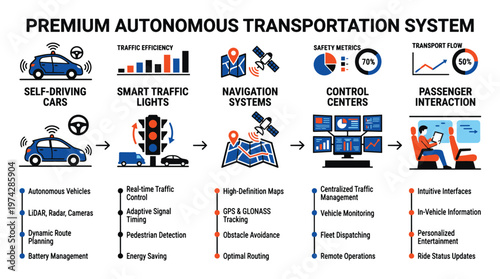 Premium autonomous transportation system with self driving cars and smart traffic lights