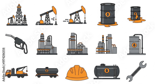Oil and Gas Industry Icons - A Comprehensive Vector Set.