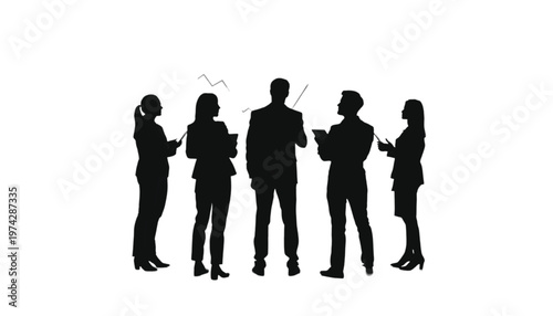 Silhouetted professionals gather for a collaborative meeting, discussing ideas and strategies for business.