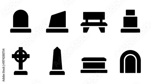 Gravestone Tomb Tombstone Silhouette Vector Set