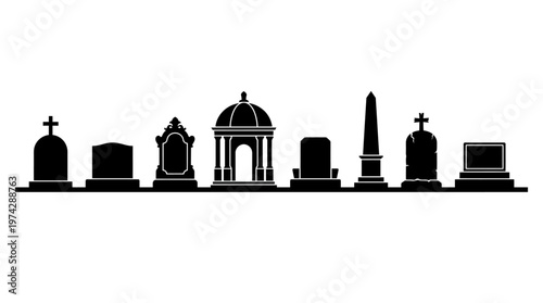 Gravestone Monument Silhouette Vector Collection
