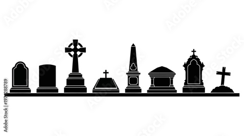 Gravestone Monument Silhouette Vector Collection