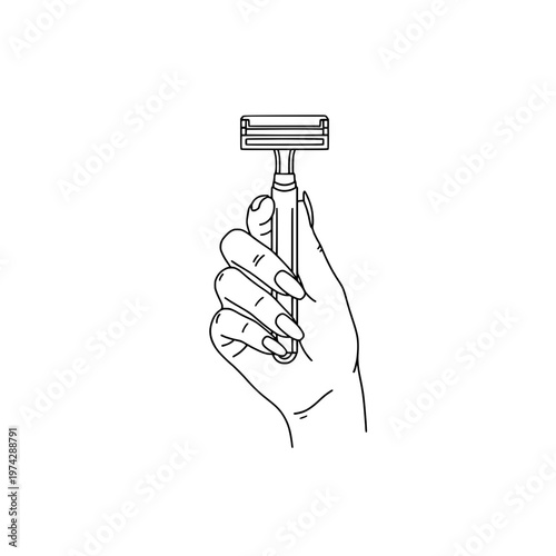 Icon of a beautiful female hand holding a razor, representing concepts of personal care and grooming routine