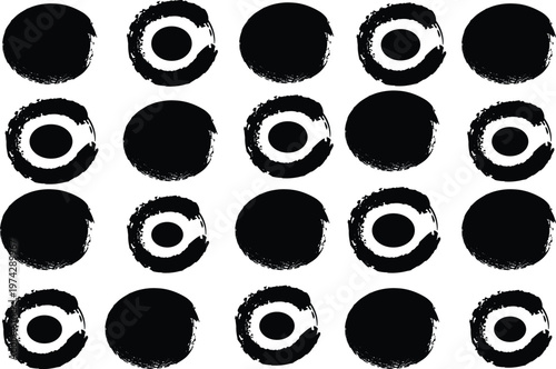 Arrangement of black fingerprint impressions on a white background