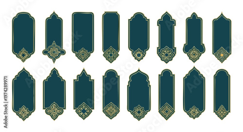 Islamic Frames Collection. Ornate Decorative Borders. Vintage Geometric Labels. Elegant Arabic Design Elements. Graphic Resources.