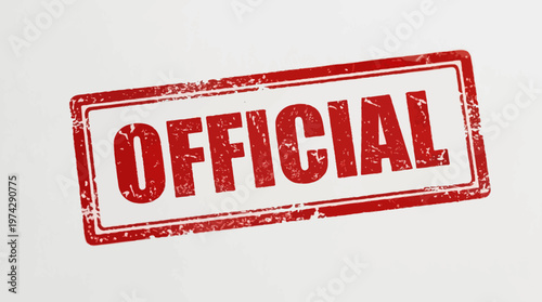 Official Stamp Vector Icon | Red Rectangular Seal Graphic | Authority Verification Symbol | Business Approval Design | Administrative Document Authentication Distressed Texture Vector Artwork