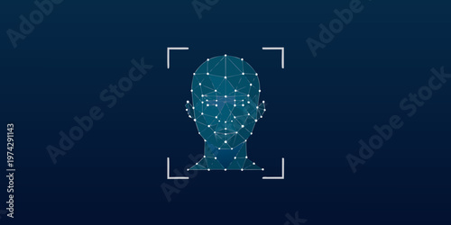 Geometric face scan with targeting brackets a digital art silhouette