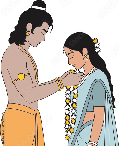 Lord rama and sita a divine couple isolated on transparent background