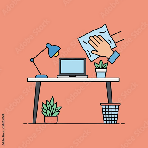 Hand throwing paper into office trash.