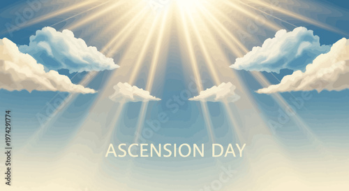 Bright Sun Rays Illuminating Sky on Ascension Day.
