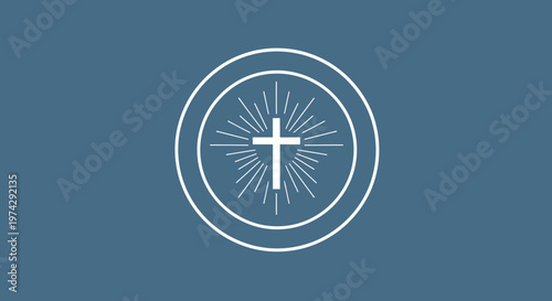 Religious Cross Symbol with Radiant Light Effect.